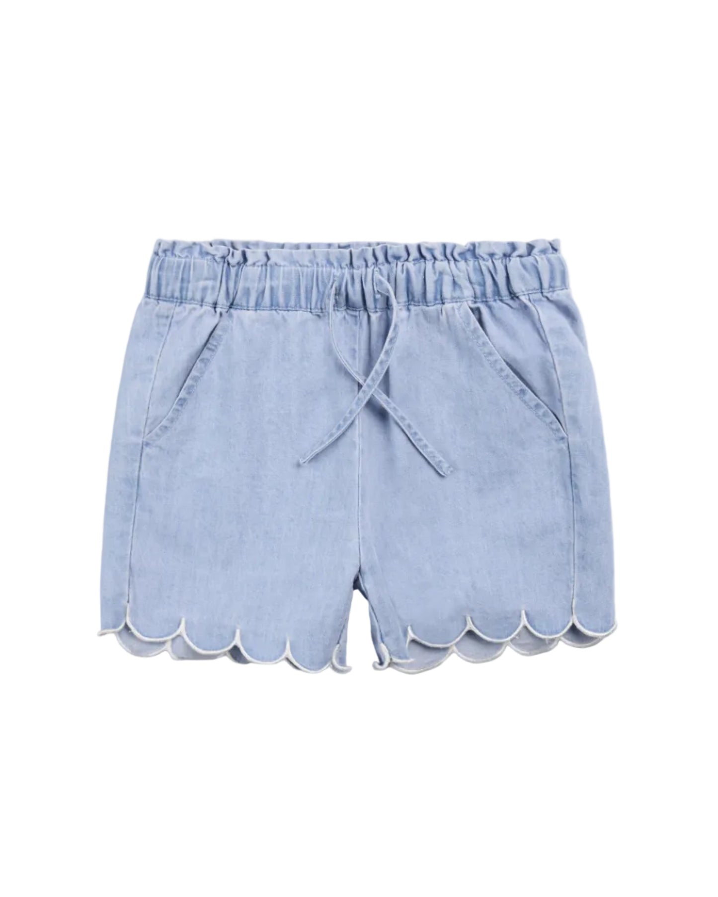 Light Denim Scallop Shorts