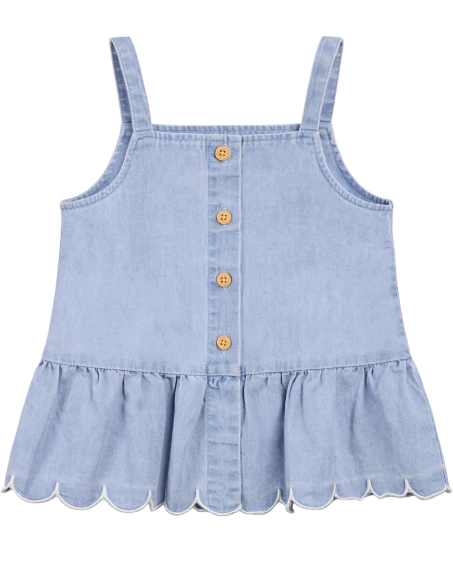 Light Denim Scallop Tank