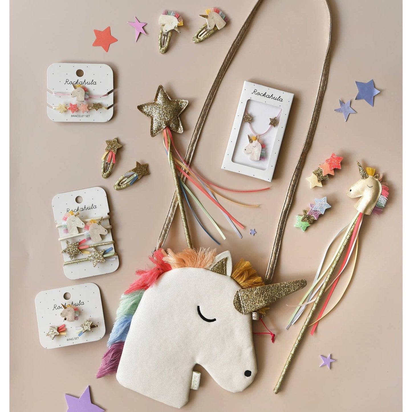 Rainbow Unicorn Ring Set