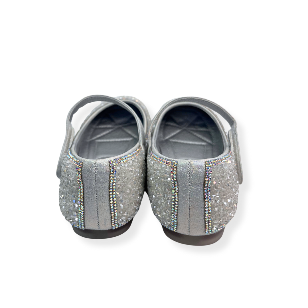 Silver Clear Stone Flat Shoes