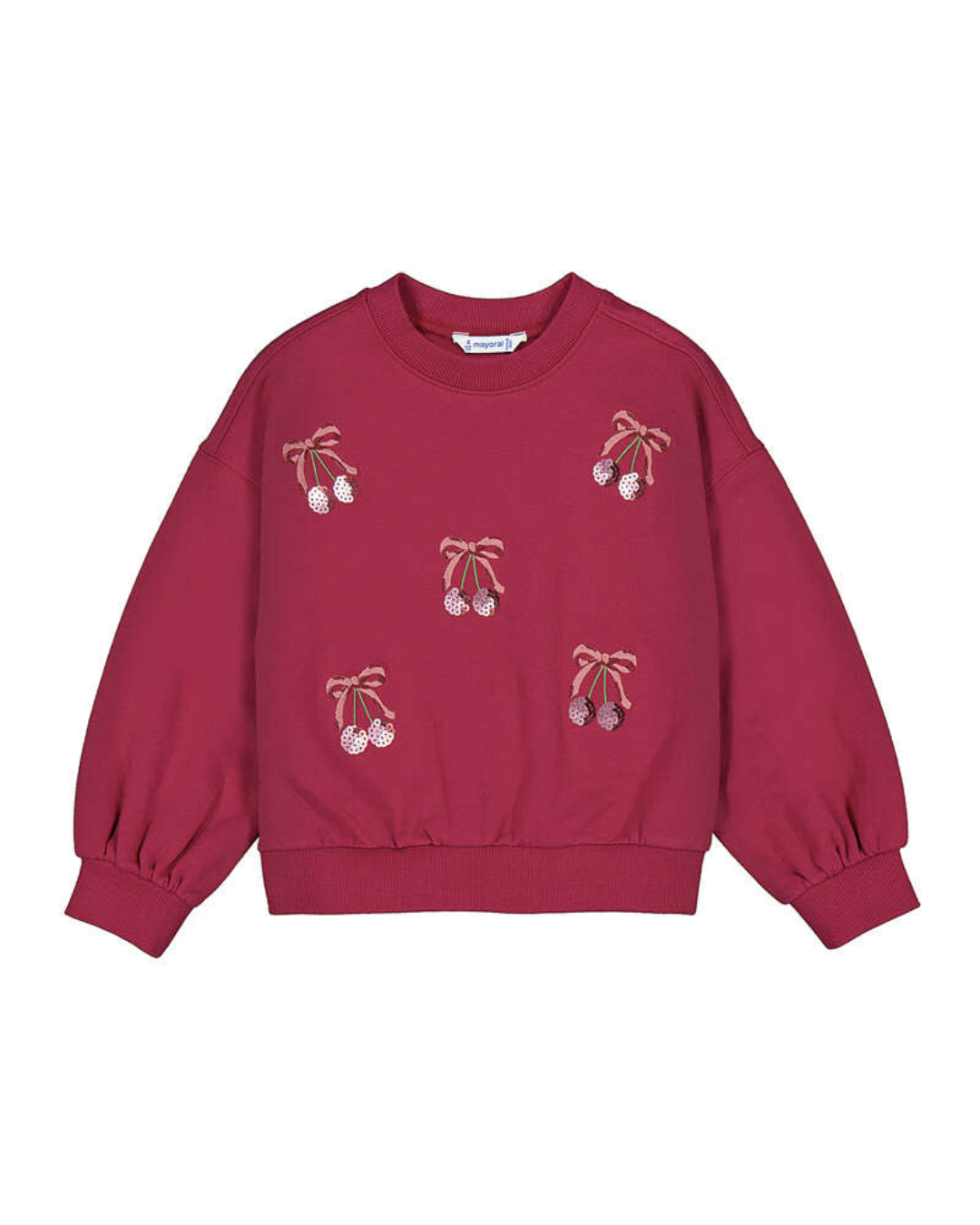 Embroidered pullover- Cherry