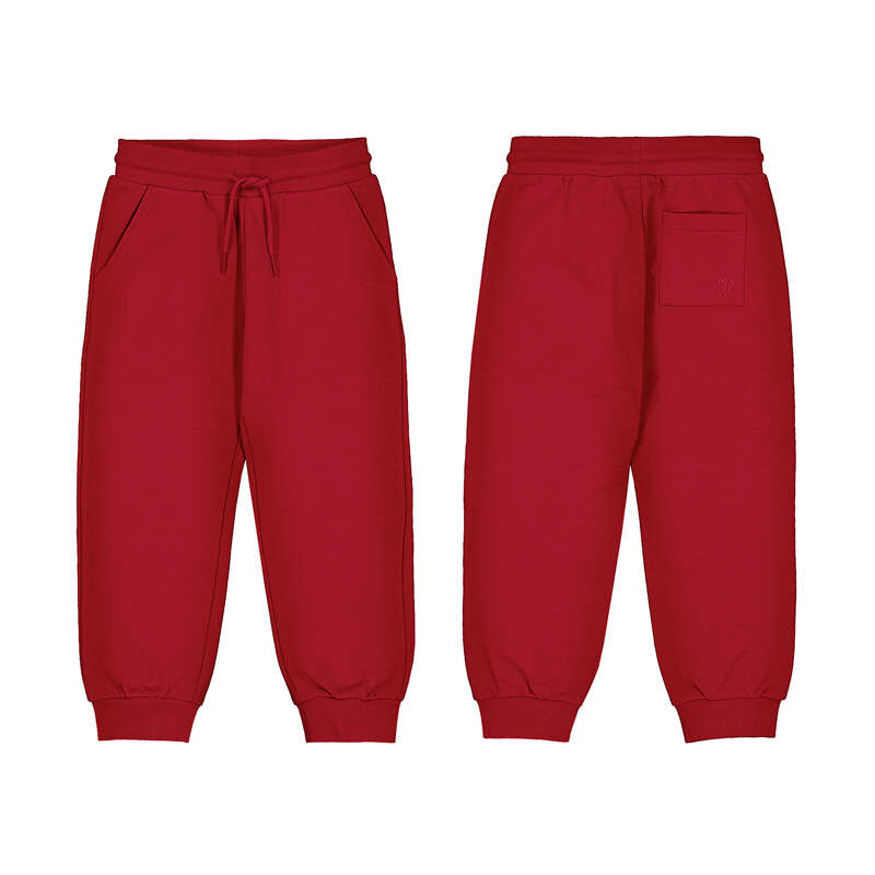 Basic Cuffed Fleece Trousers- Red