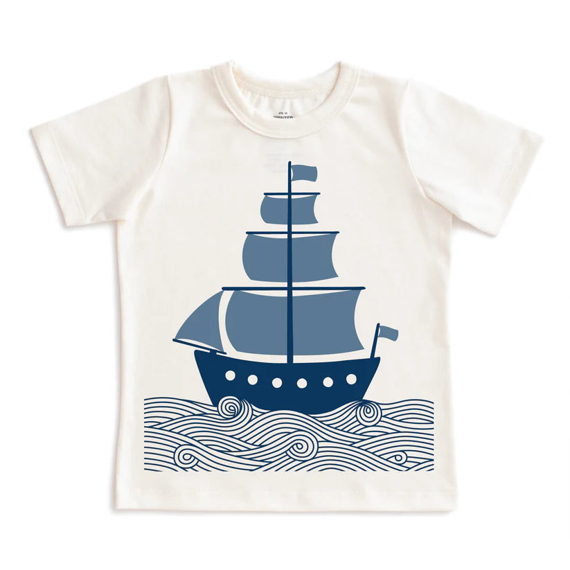 Short-Sleeve Graphic Tee- Sailboat Natural