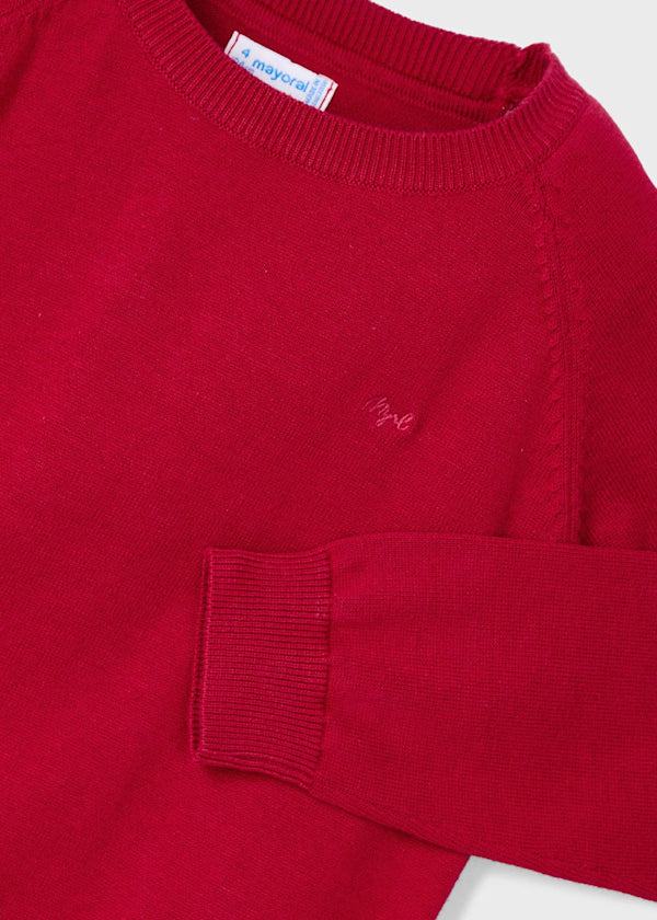 Boy Basic Cotton Sweater Red