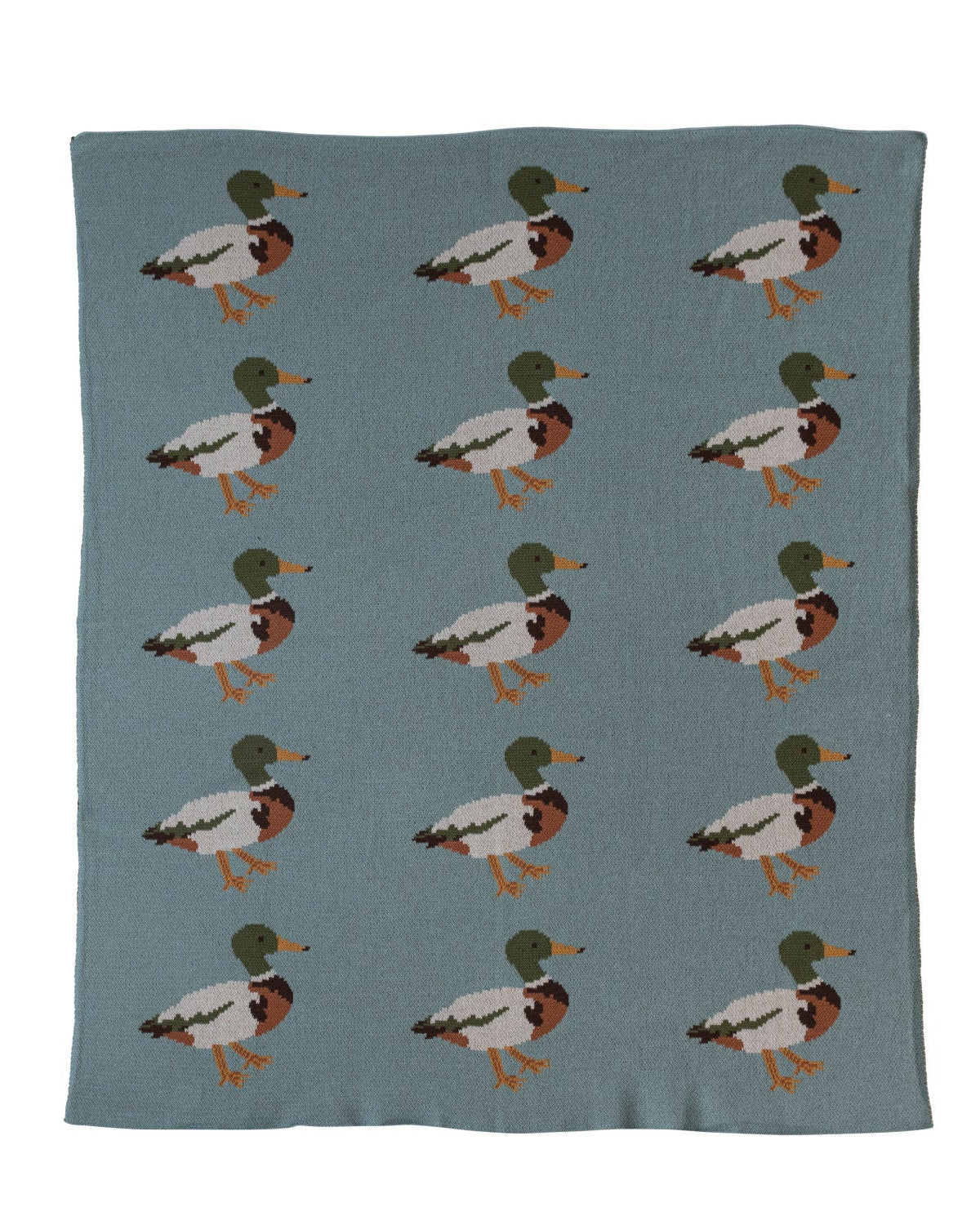 Cotton Knit Baby Blanket with Ducks