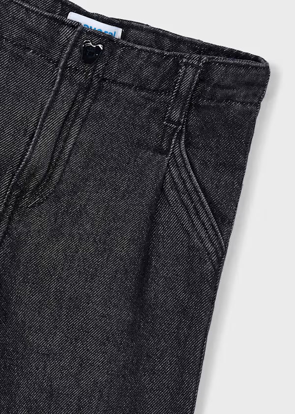 Wide Leg Denim Pants Black