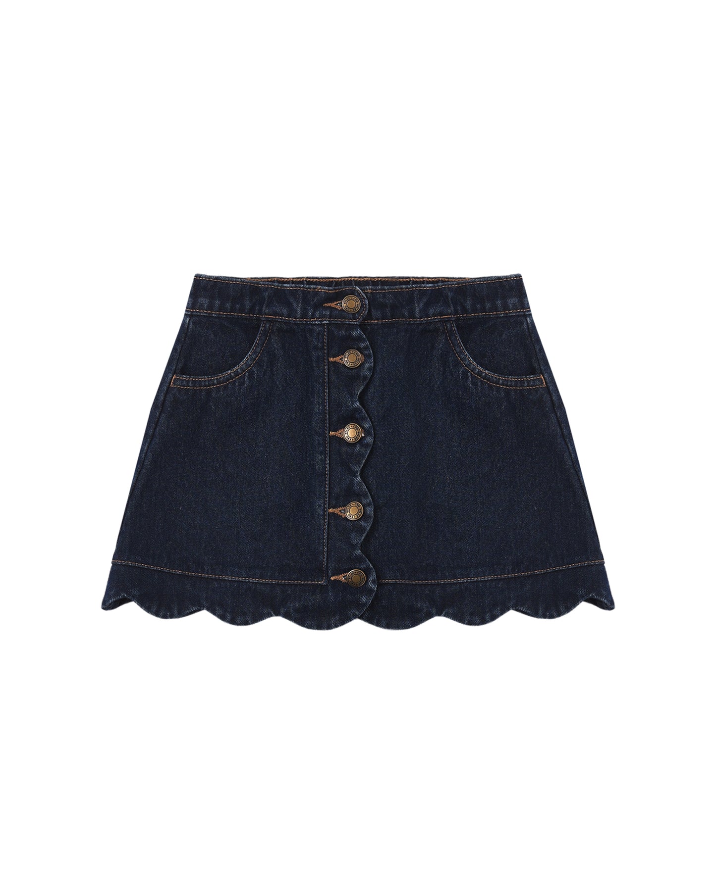 Dark Indigo Scalloped Mini Skirt