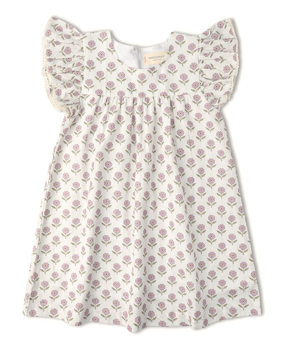 Short Sleeve Flutter Dress- Lavender