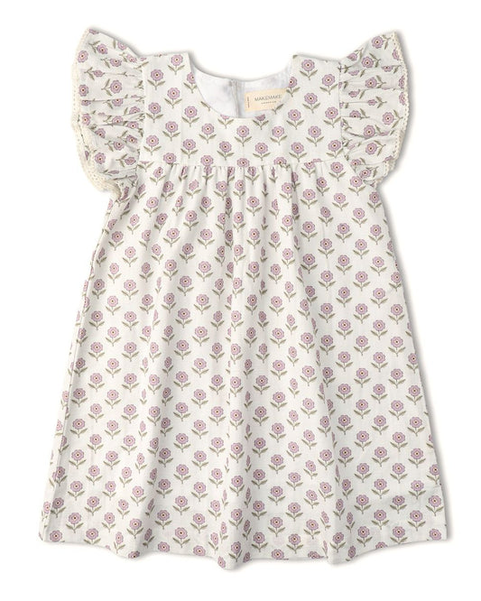 Short Sleeve Flutter Dress- Lavender