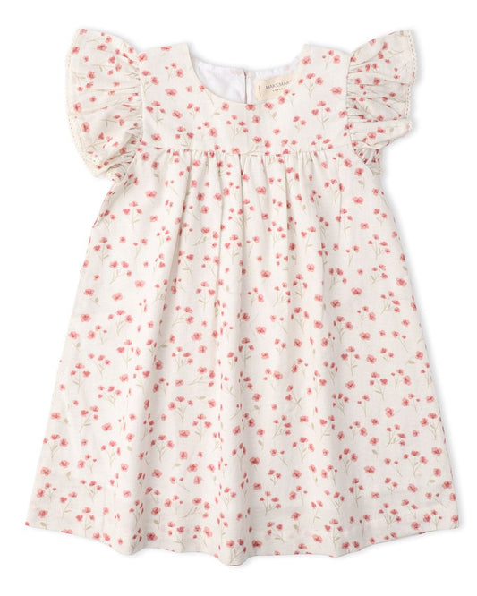 Short Sleeve Flutter Dress- Pink Bloom