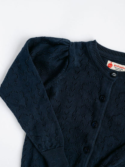 Pointelle Navy Floral Cardigan