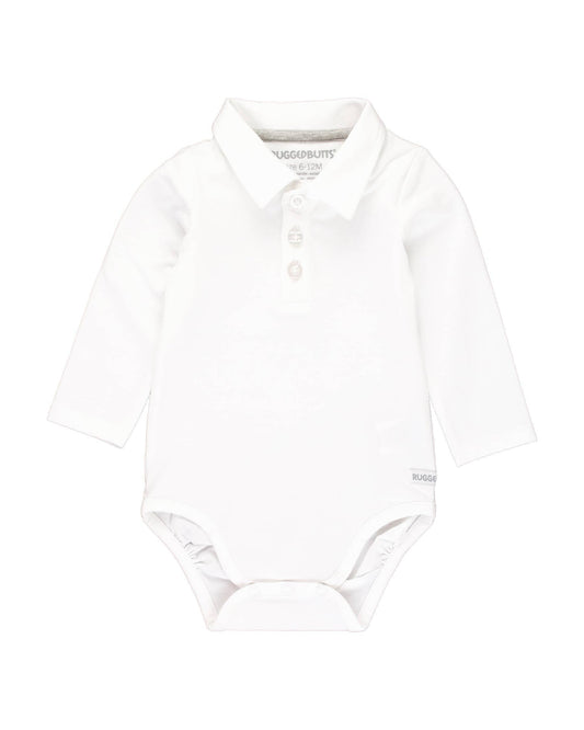 Baby Boys White Knit Polo Bodysuit