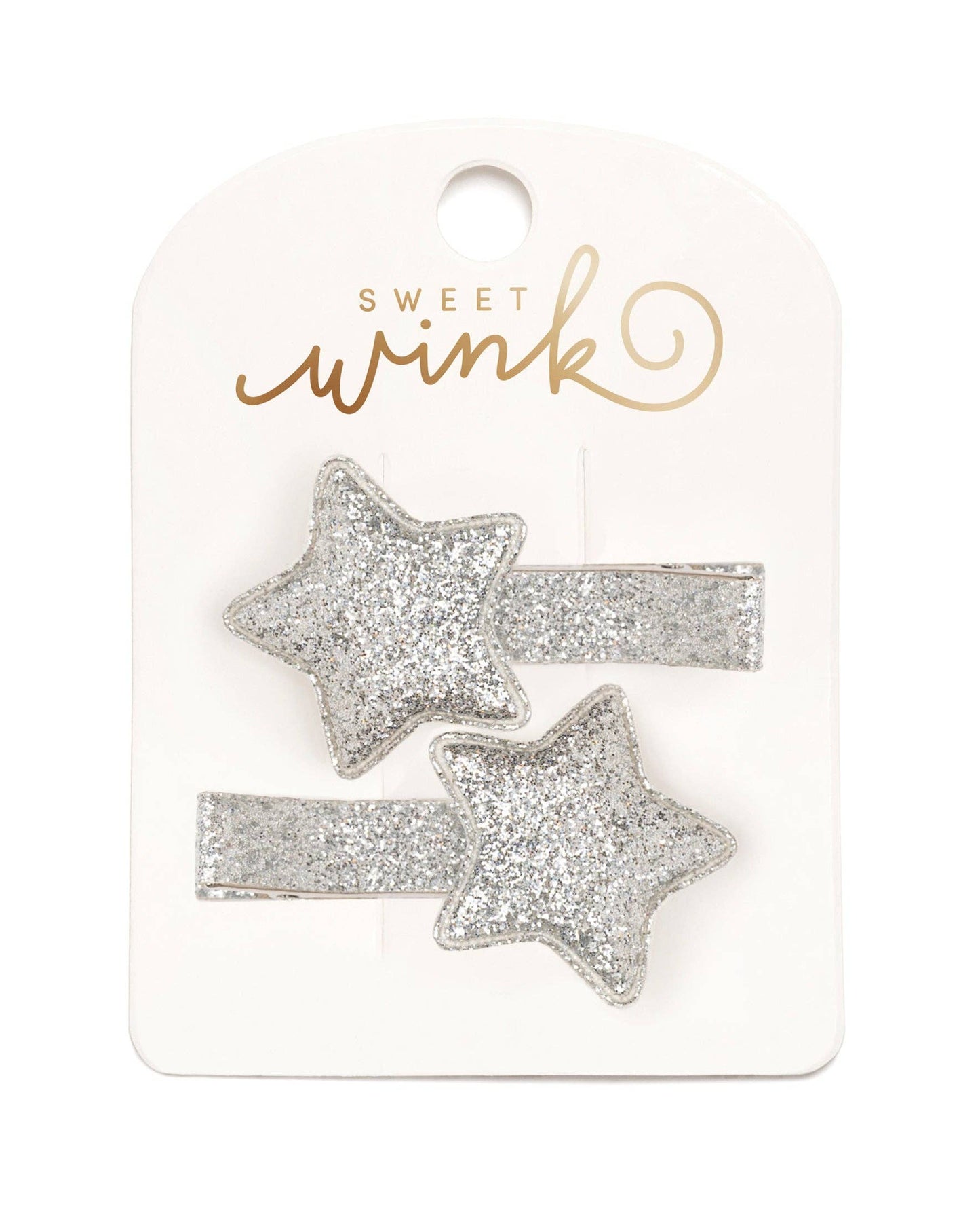 Silver Glitter Star Clip Set - Fourth of July - Kids Hair