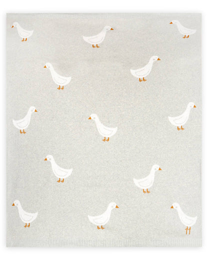 Organic Jacquard Knit Duck Waddle Baby Blanket