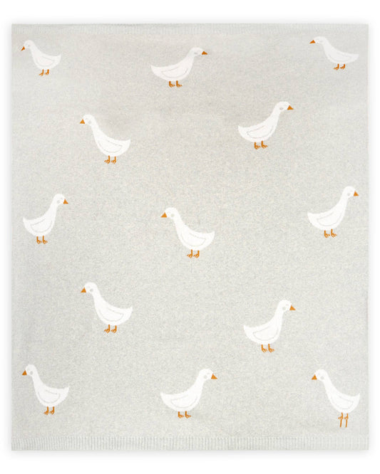 Organic Jacquard Knit Duck Waddle Baby Blanket