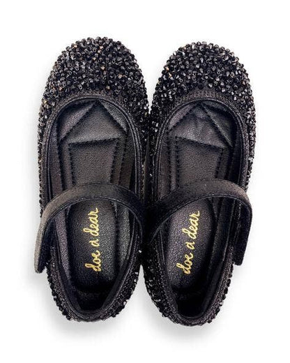 Black Clear Stone Flat Shoes