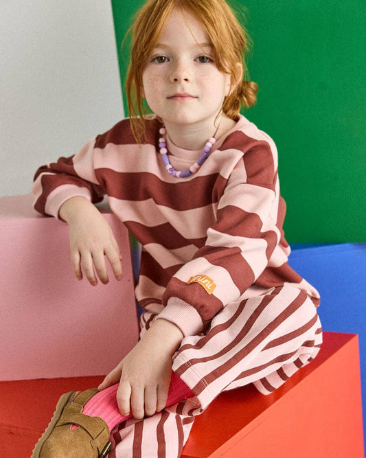 Striped Sweatshirt - Burgundy & Pink
