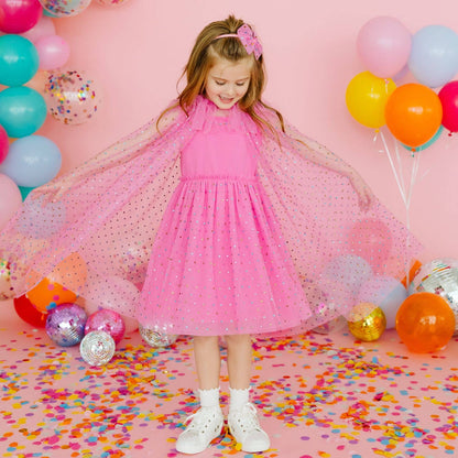 Raspberry Rhinestone Cape - Kids Dress Up Cape