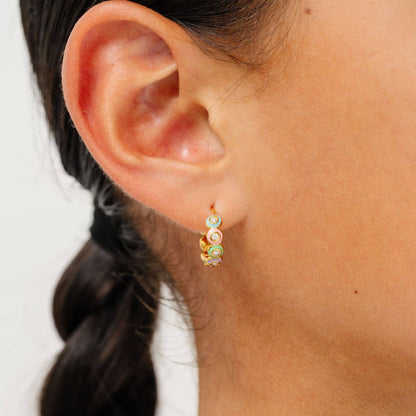 Rainbow Enamel Hoop Earrings - Hypoallergenic