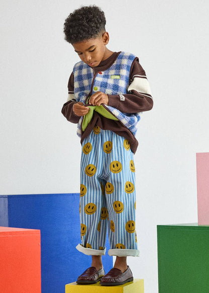Striped Denim Smiley Pant