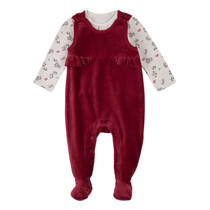 Winterberry Holly Print Thermal Overall Set