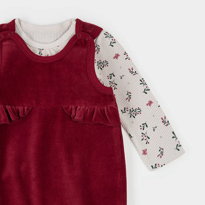 Winterberry Holly Print Thermal Overall Set