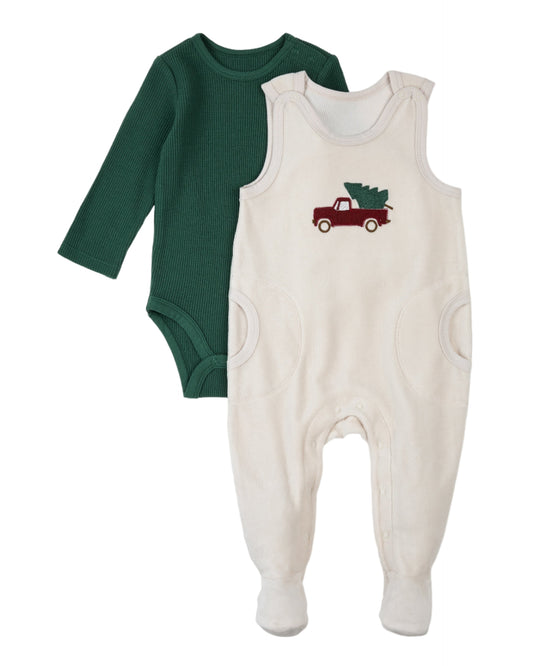 Dark Green Striped Thermal Set