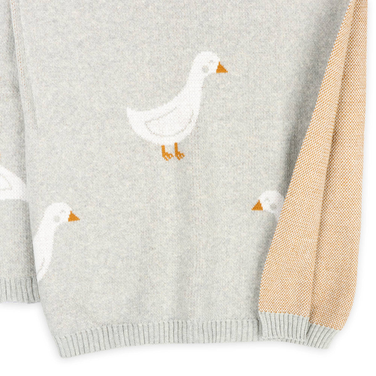 Organic Jacquard Knit Duck Waddle Baby Blanket