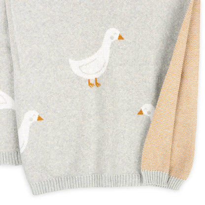 Organic Jacquard Knit Duck Waddle Baby Blanket