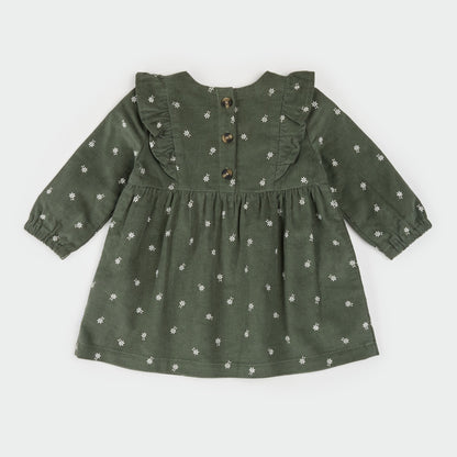 2 Pc Set: Dress Woven & Tights knit- Green DK