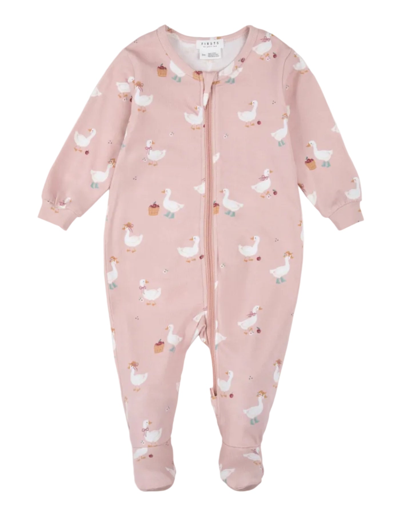 Footed Sleeper- Pink with Ducks