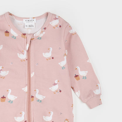 Footed Sleeper- Pink with Ducks