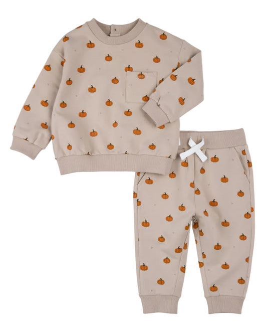 2 PC set Long Sleeve Top and Pants- Pumpkin