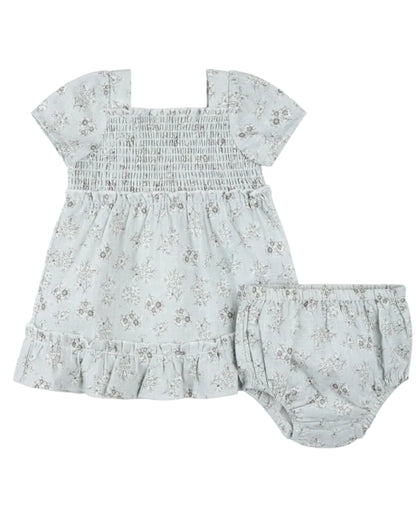 Light Blue Woven Dress + Bloomer Set