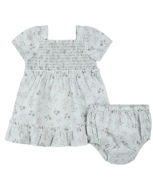 Light Blue Woven Dress + Bloomer Set
