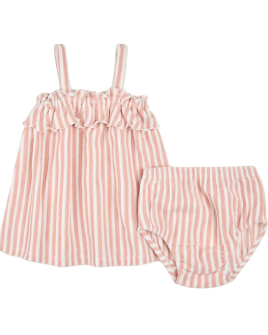 Pink Stripe Dress and Bloomer Set