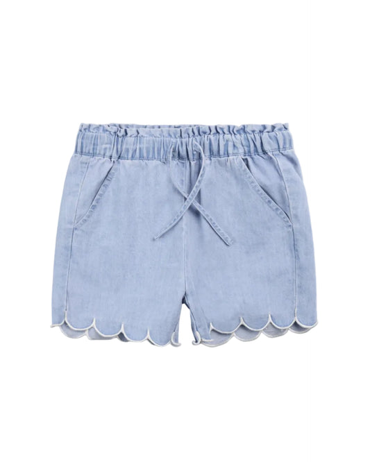 Light Denim Scallop Shorts