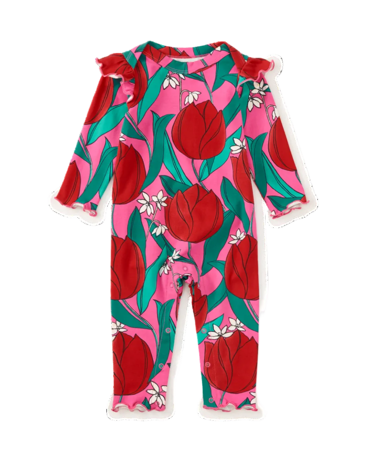 Ruffle Should Baby Romper- Tulip Twist in Pink