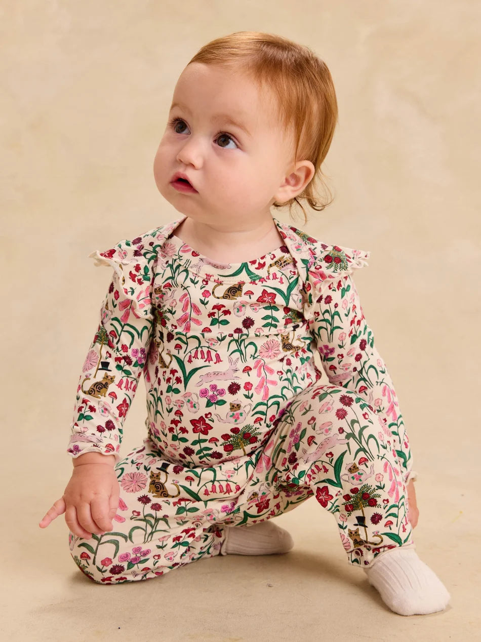 Ruffle Baby Romper- Tea Party Floral