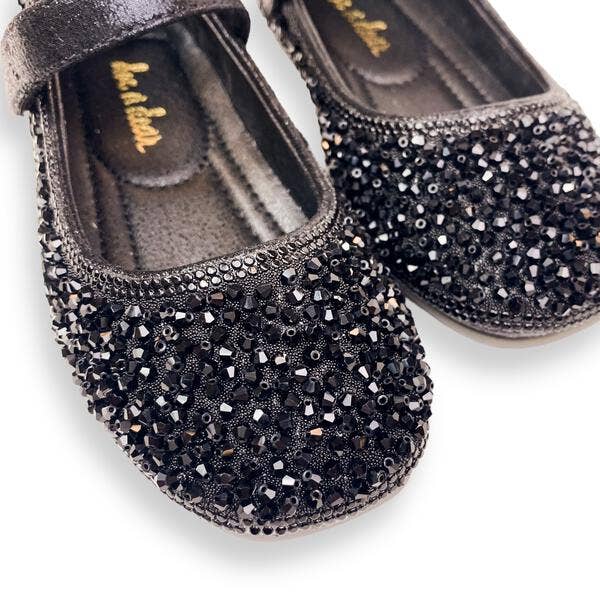 Black Clear Stone Flat Shoes