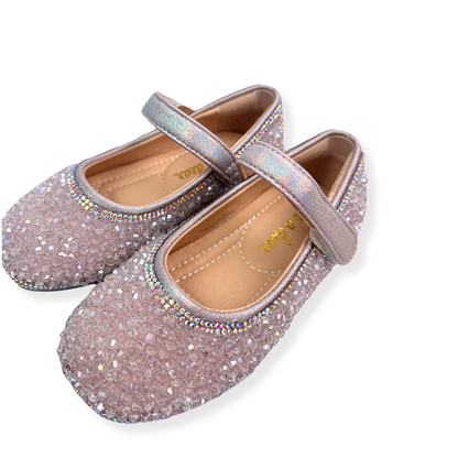 Pink Clear Stone Flat Shoes