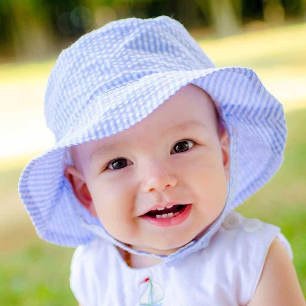 Light Blue Stripe Seersucker Bucket Hat