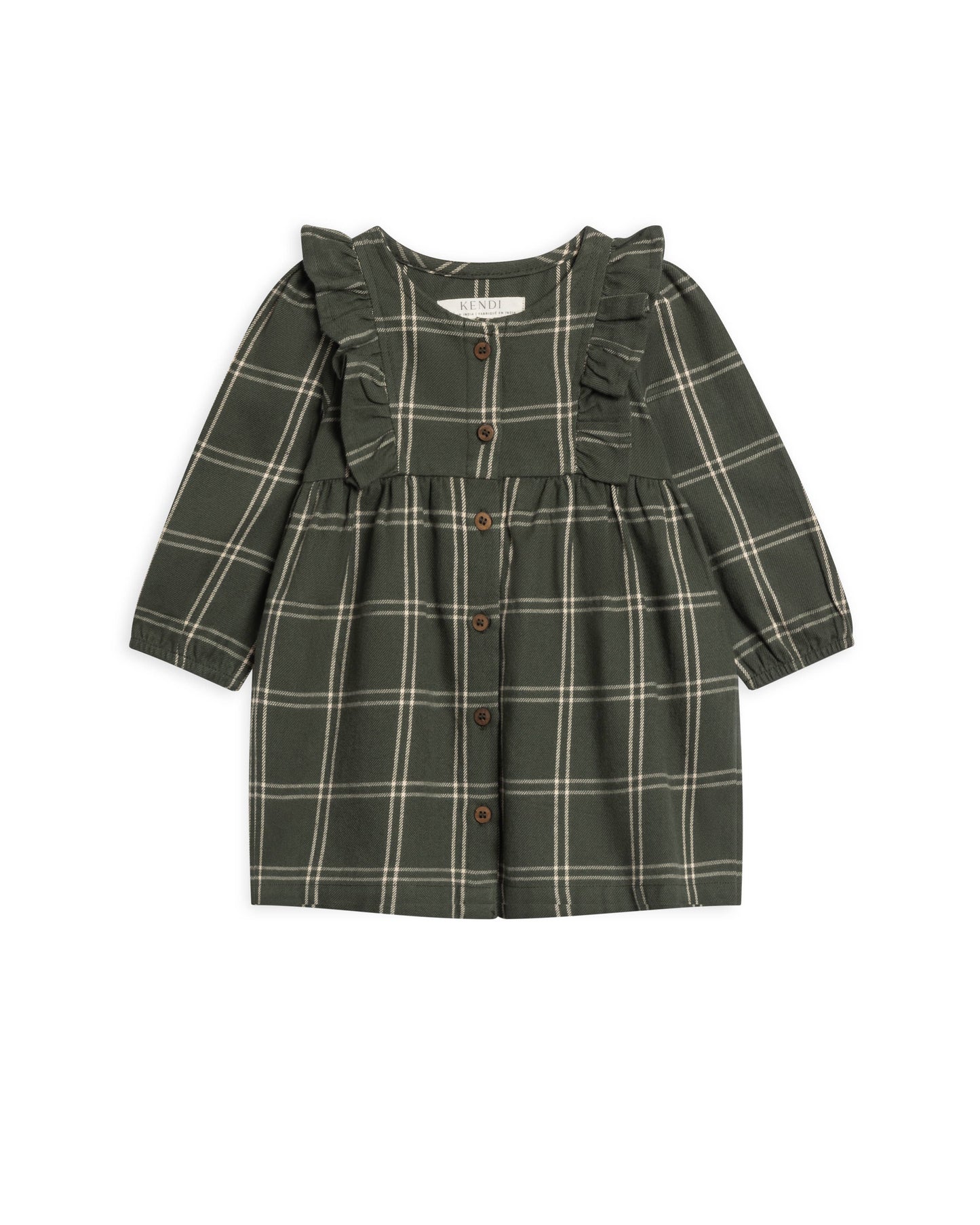 Pine Plaid Rya Flannel Ruffle Dress