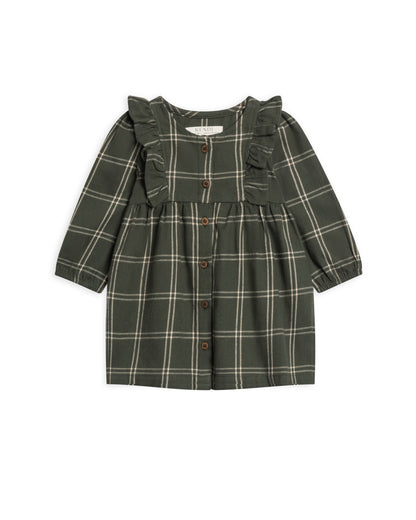 Pine Plaid Rya Flannel Ruffle Dress