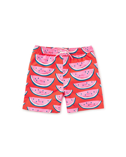 Mid Length Swim Trunks - Watermelon Slices