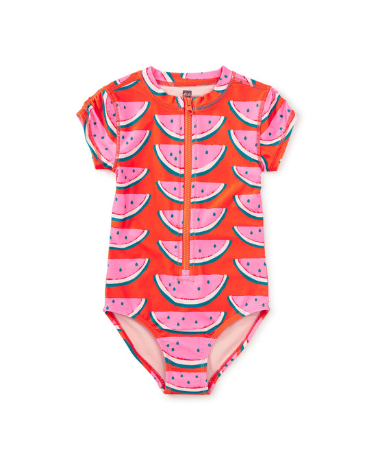 Rash Guard One-Piece Swimsuit - Watermelon Slices