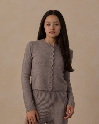 Dusty Blue Teen Scalloped Cardigan