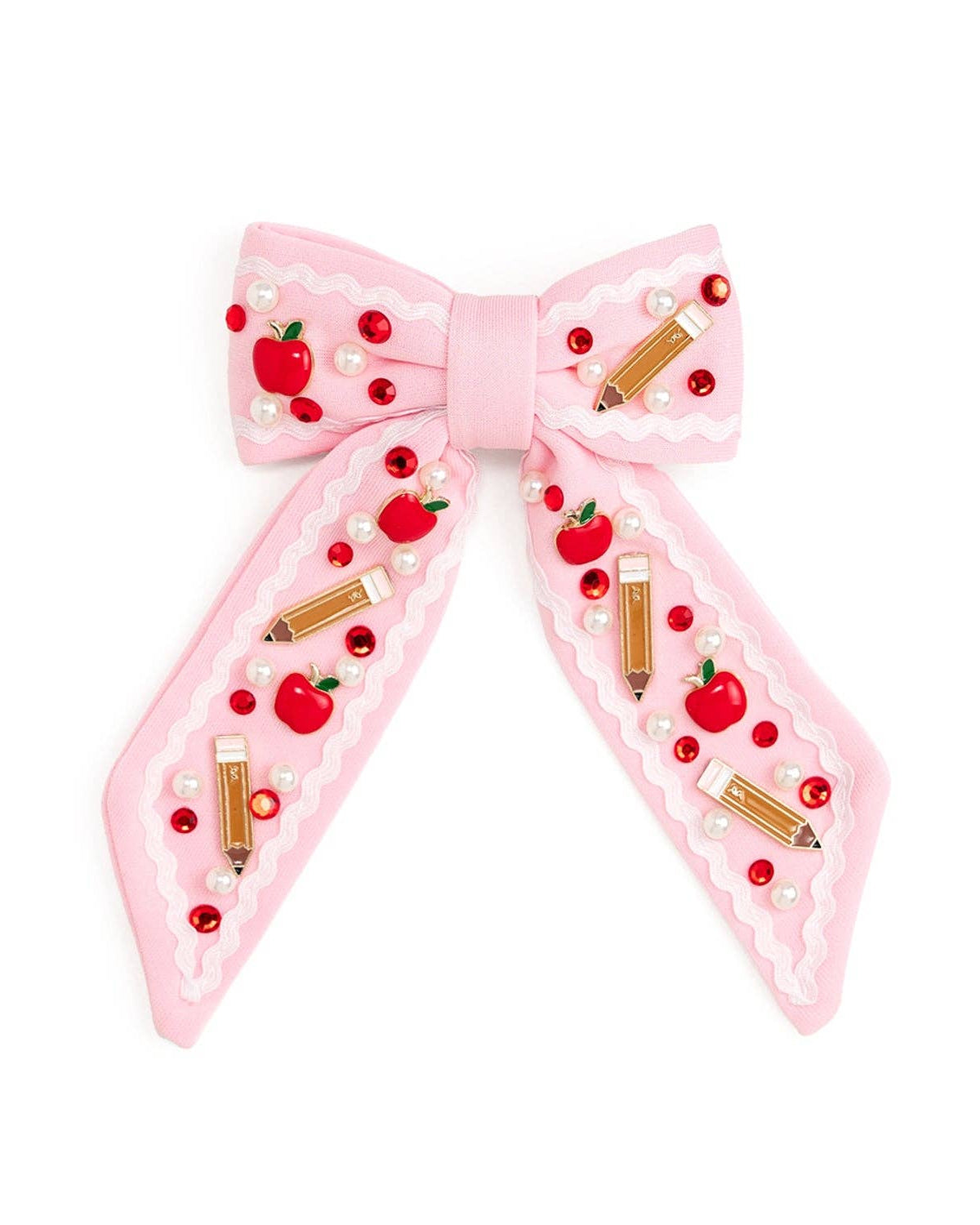Apple Gemstone Bow Clip - Hair Bows - Back To School