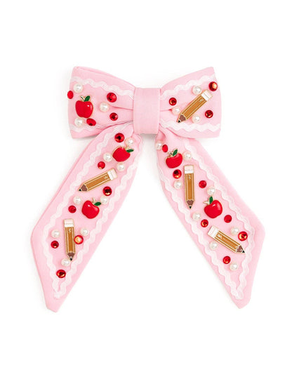 Apple Gemstone Bow Clip - Hair Bows - Back To School