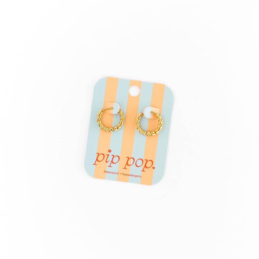 Braided Hoop Earrings - Hypoallergenic, Girl Gift: Gold / Pair